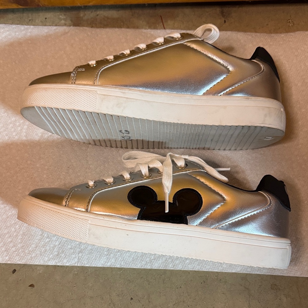 Disney Silver Sneakers with Black Mickey Mouse - Picture 5 of 9